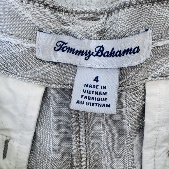 New Tommy Bahama Linen Blend Wide Leg Belted Pants Sz 4 Preppy Coastal Beachy - Picture 3 of 10